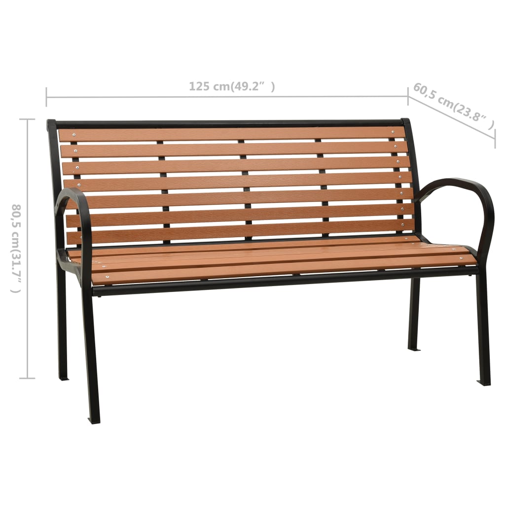 Garden Bench 125 cm Steel and WPC Black and Brown