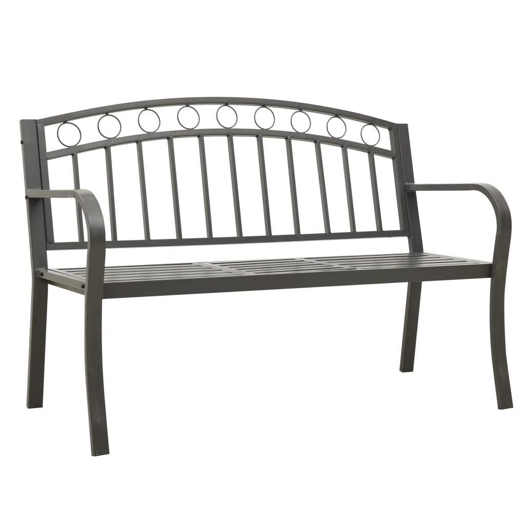 Garden Bench with a Table 125 cm Steel Grey