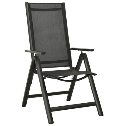 Folding Garden Chairs 2 pcs Textilene and Aluminium Black