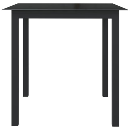 Garden Table Black 80x80x74 cm Aluminium and Glass