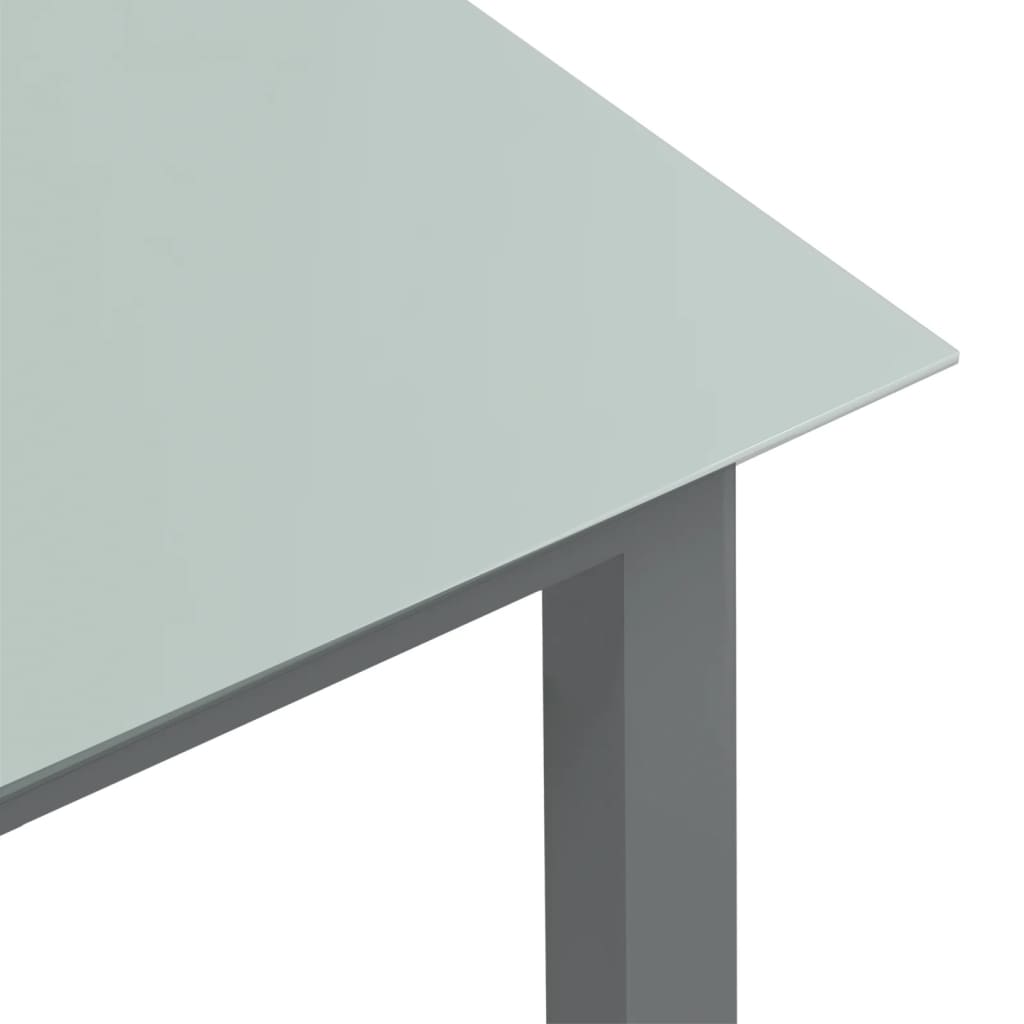 Garden Table Light Grey 150x90x74 cm Aluminium and Glass