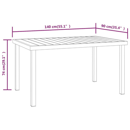 Garden Table Black 140x90x74 cm Aluminium and WPC