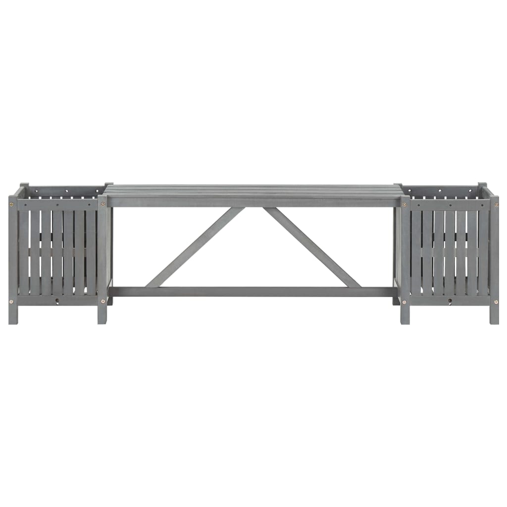 Garden Bench with 2 Planters 150cm Solid Acacia Wood Grey