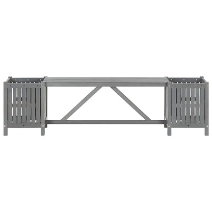 Garden Bench with 2 Planters 150cm Solid Acacia Wood Grey