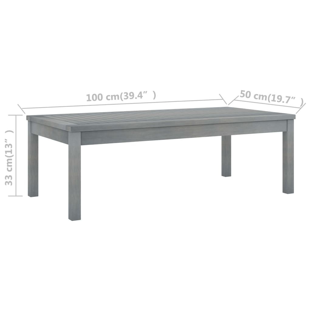 Coffee Table 100x50x33 cm Grey Solid Acacia Wood