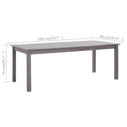 Garden Table Grey Wash 200x90x74 cm Solid Acacia Wood