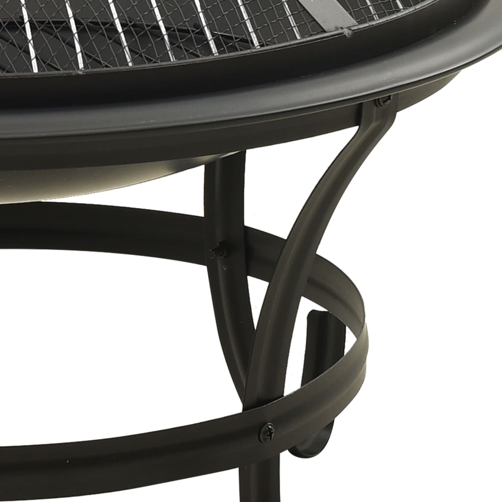 2-in-1 Fire Pit and BBQ with Poker 56x56x49 cm Steel