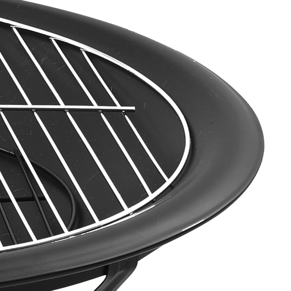 2-in-1 Fire Pit and BBQ with Poker 56x56x49 cm Steel