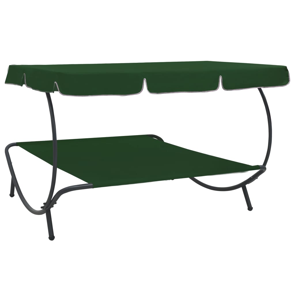 Outdoor Lounge Bed with Canopy Green