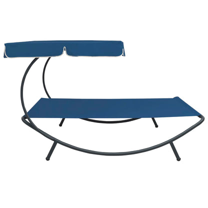 Outdoor Lounge Bed with Canopy Blue