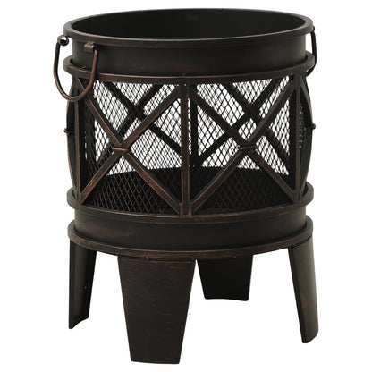 Rustic Fire Pit with Poker Î¦42x54 cm Steel