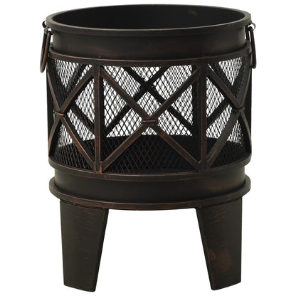 Rustic Fire Pit with Poker Î¦42x54 cm Steel