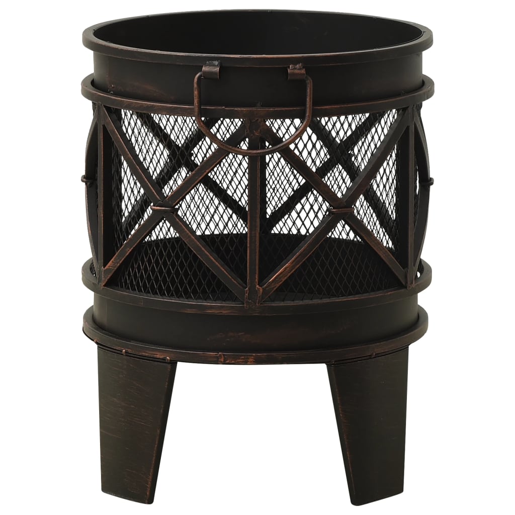 Rustic Fire Pit with Poker Î¦42x54 cm Steel