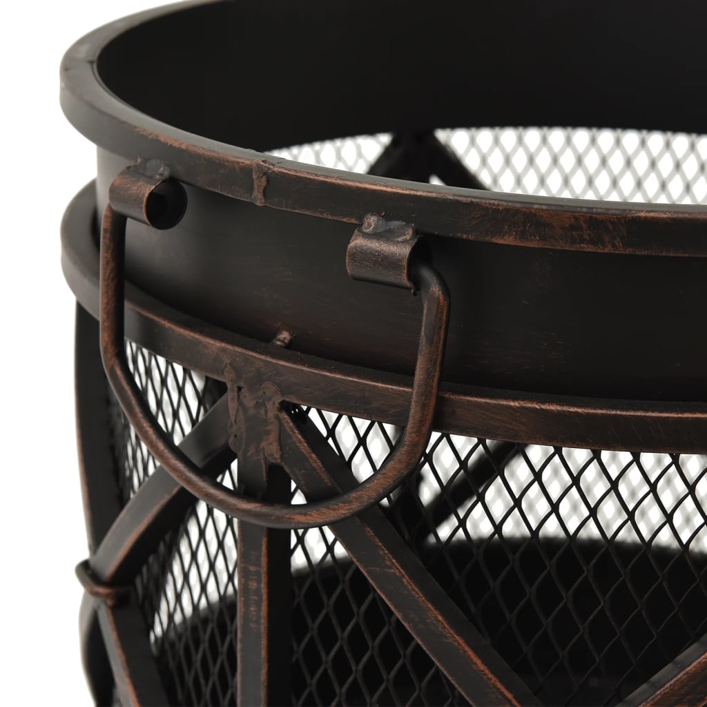 Rustic Fire Pit with Poker Î¦42x54 cm Steel