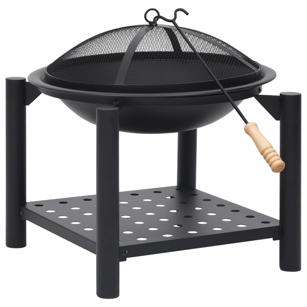 Fire Pit with Poker 54x54x55 cm Steel