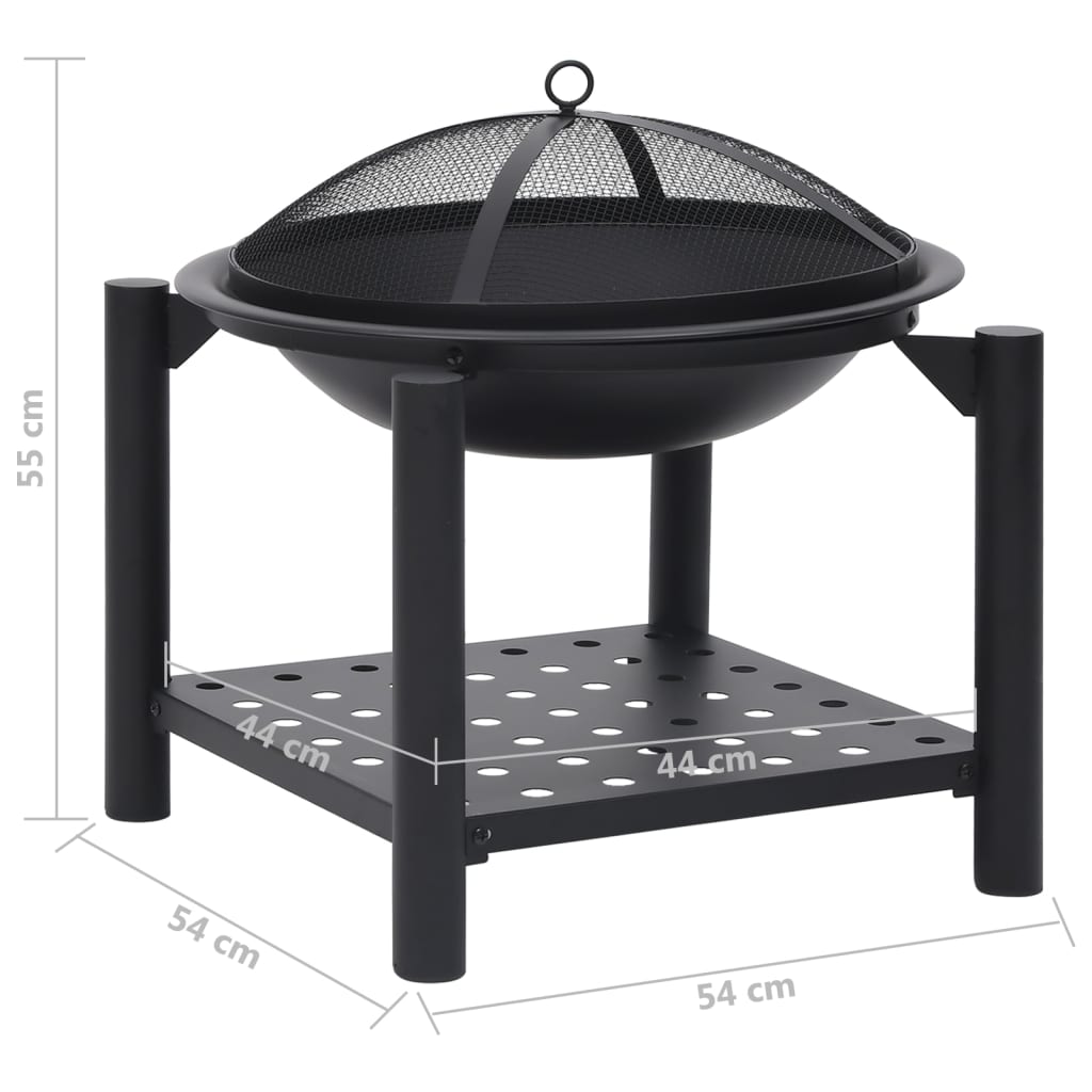 Fire Pit with Poker 54x54x55 cm Steel