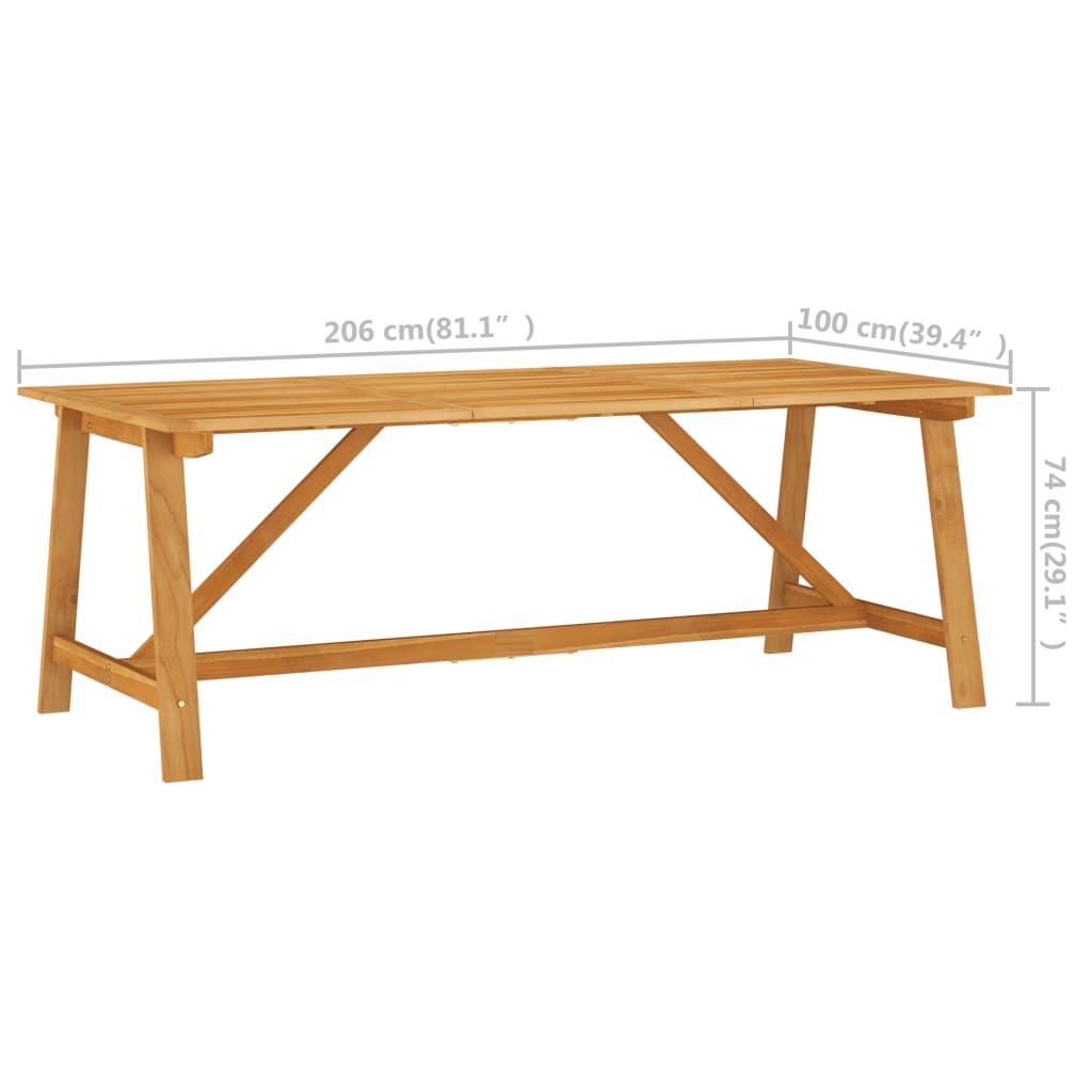 Garden Dining Table 206x100x74 cm Solid Acacia Wood