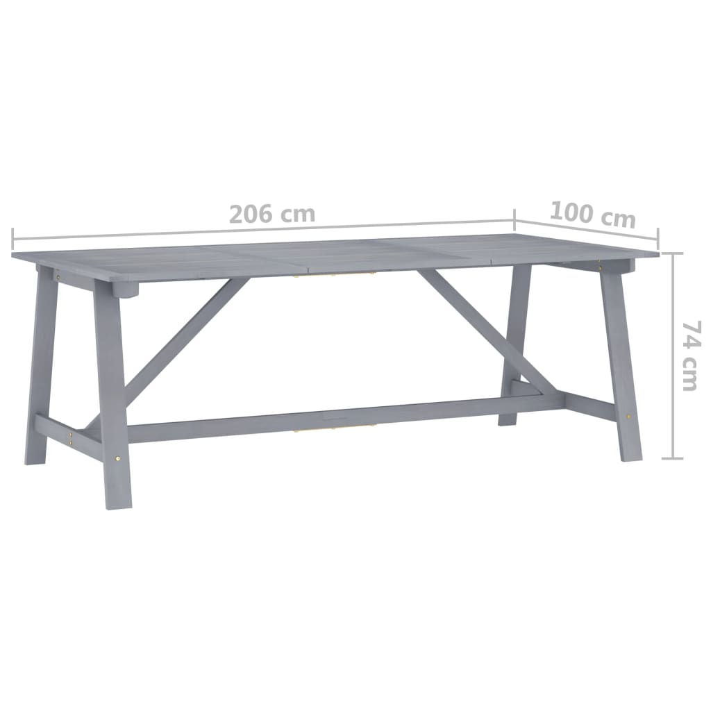 Garden Dining Table Grey 206x100x74 cm Solid Acacia Wood