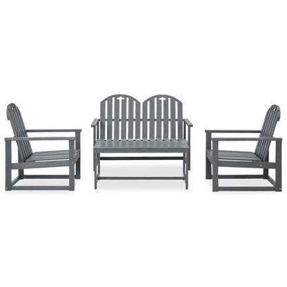 4 Piece Outdoor Lounge Set Grey Solid Acacia Wood