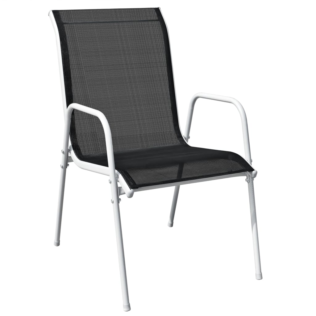 Stackable Garden Chairs 2 pcs Steel and Textilene Black