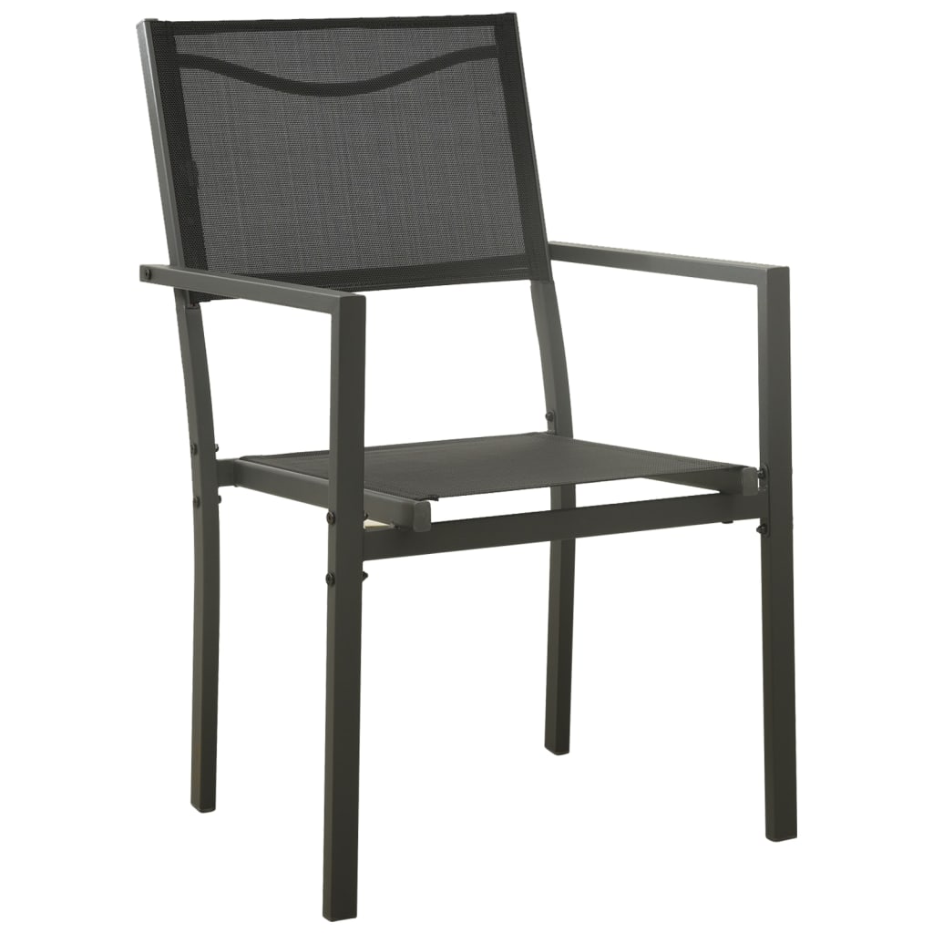 Garden Chairs 2 pcs Textilene and Steel Black and Anthracite