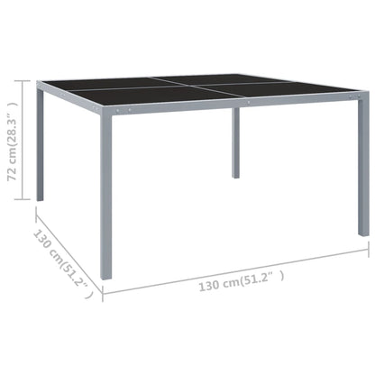 Garden Table 130x130x72 cm Grey Steel and Glass