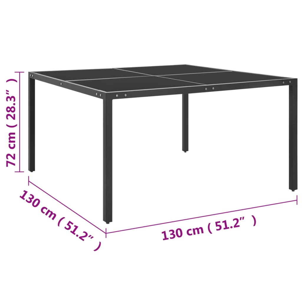 Garden Table Anthracite 130x130x72 cm Steel and Glass