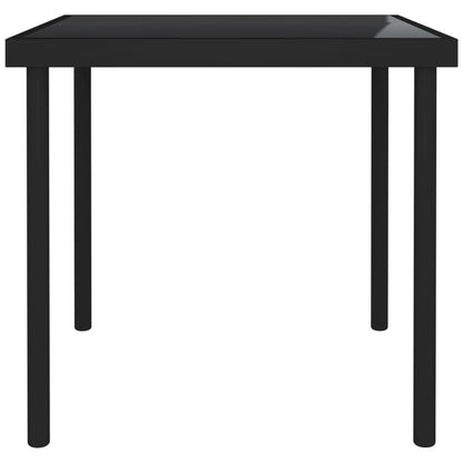 Outdoor Dining Table Black 80x80x72 cm Glass and Steel