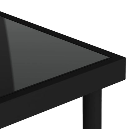 Outdoor Dining Table Black 80x80x72 cm Glass and Steel