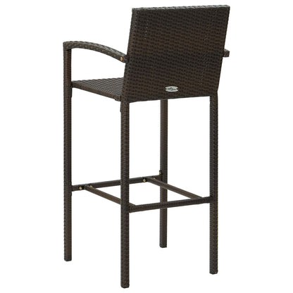 Bar Stools 2 pcs Brown Poly Rattan