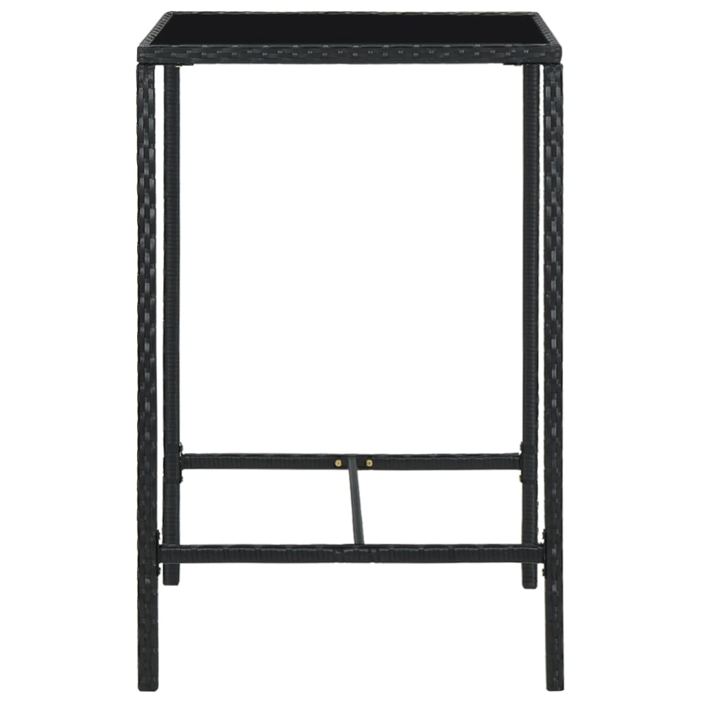 Garden Bar Table Black 70x70x110 cm Poly Rattan and Glass