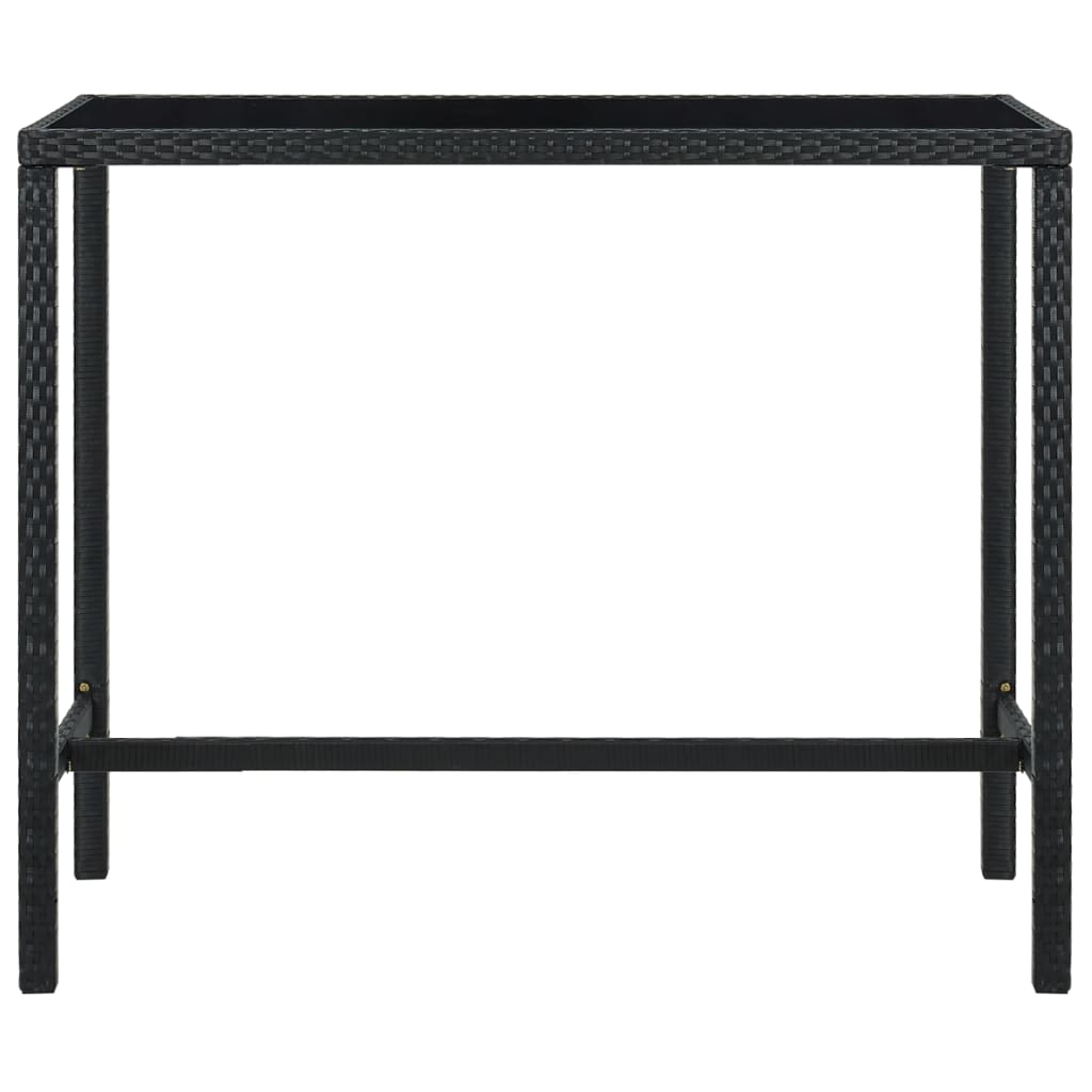 Garden Bar Table Black 130x60x110 cm Poly Rattan and Glass