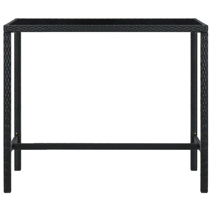 Garden Bar Table Black 130x60x110 cm Poly Rattan and Glass