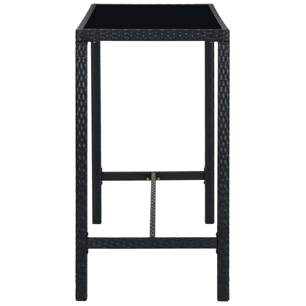 Garden Bar Table Black 130x60x110 cm Poly Rattan and Glass