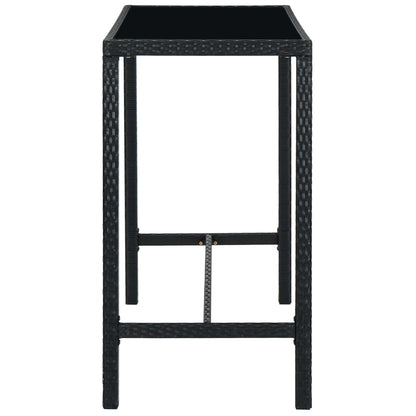 Garden Bar Table Black 130x60x110 cm Poly Rattan and Glass