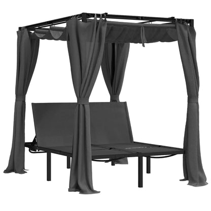 Double Sun Lounger with Side and Top Curtains Anthracite