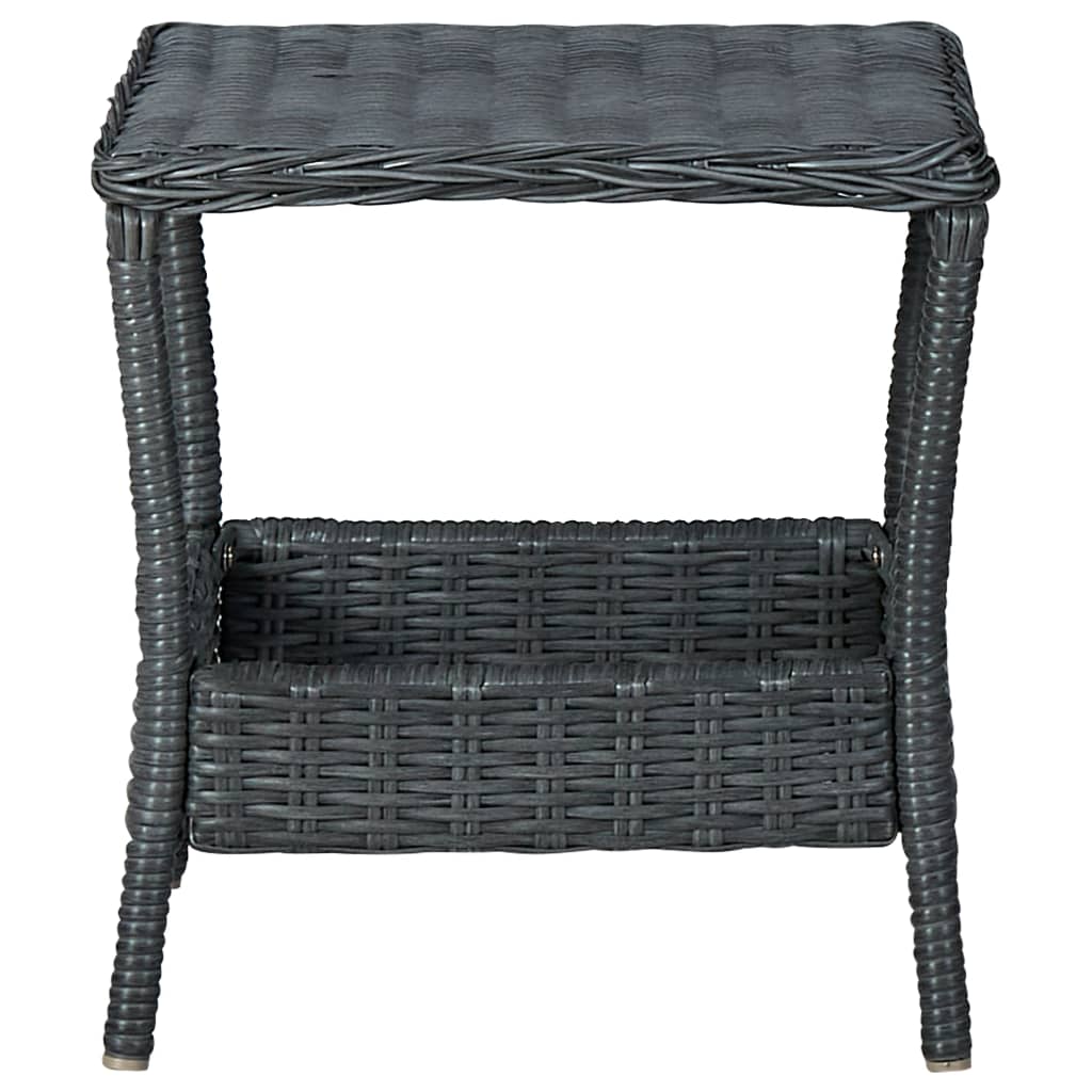 Garden Table Dark Grey 45x45x46.5 cm Poly Rattan