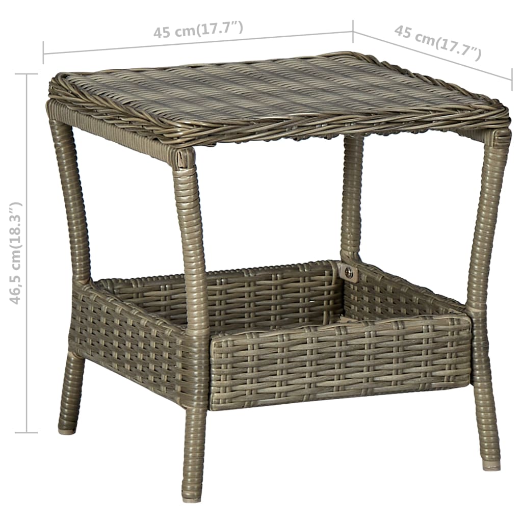 Garden Table Brown 45x45x46.5 cm Poly Rattan