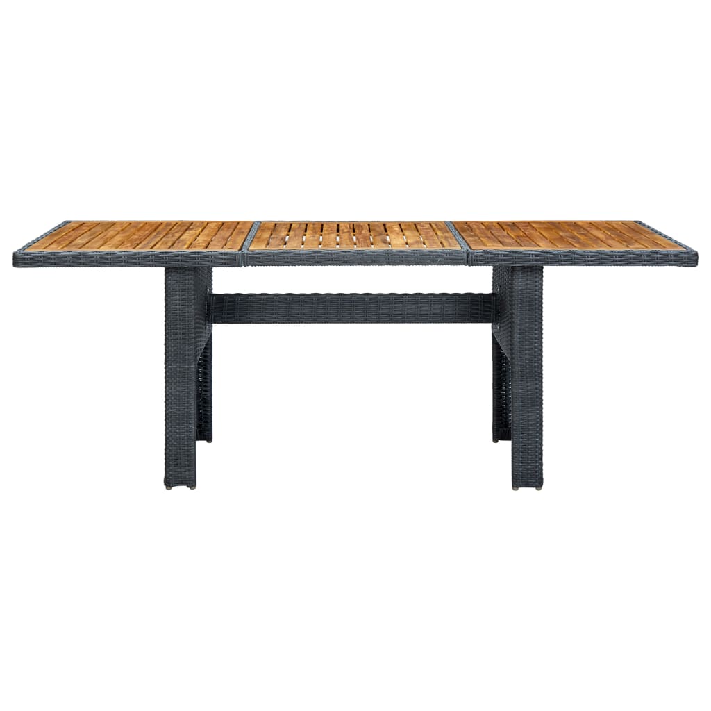 Garden Table Dark Grey Poly Rattan and Solid Acacia Wood