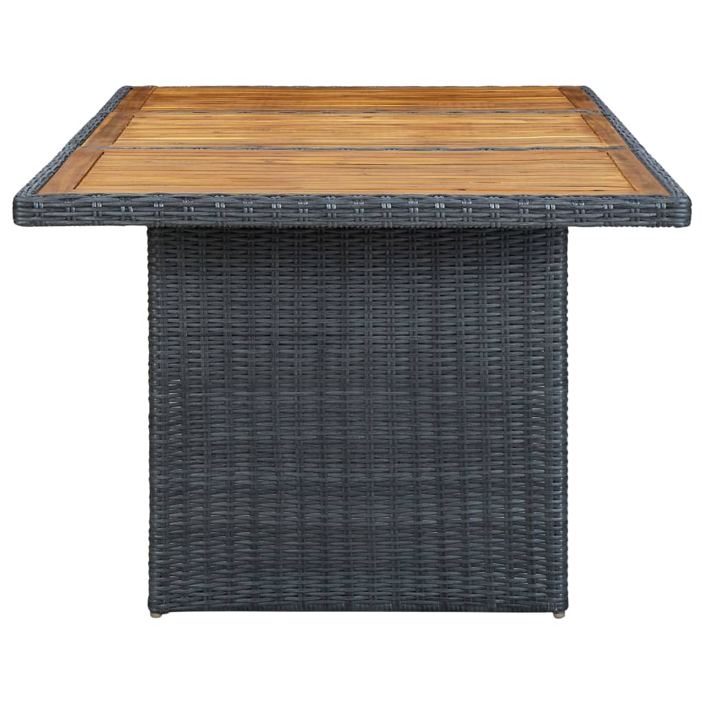 Garden Table Dark Grey Poly Rattan and Solid Acacia Wood