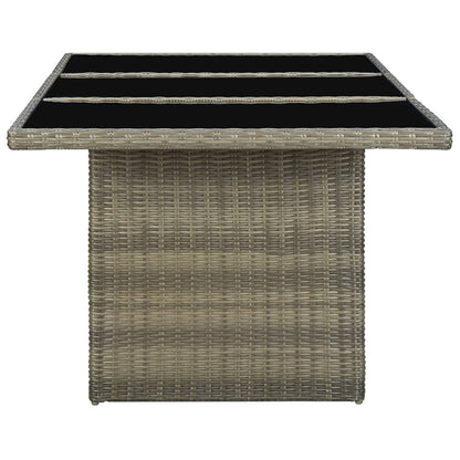 Garden Table Brown Poly Rattan and Tempered Glass