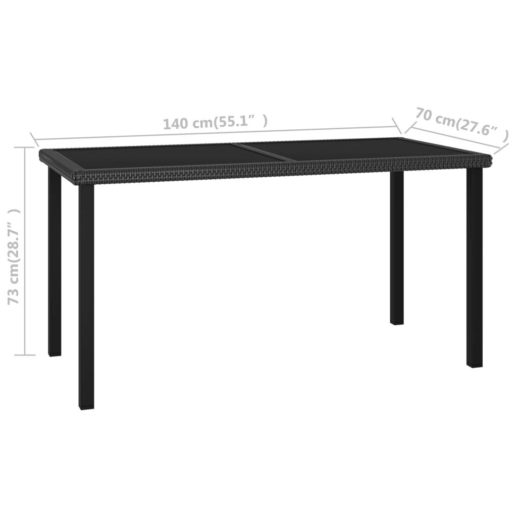 Garden Dining Table Black 140x70x73 cm Poly Rattan