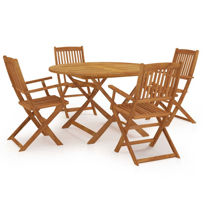 5 Piece Folding Garden Dining Set Solid Acacia Wood