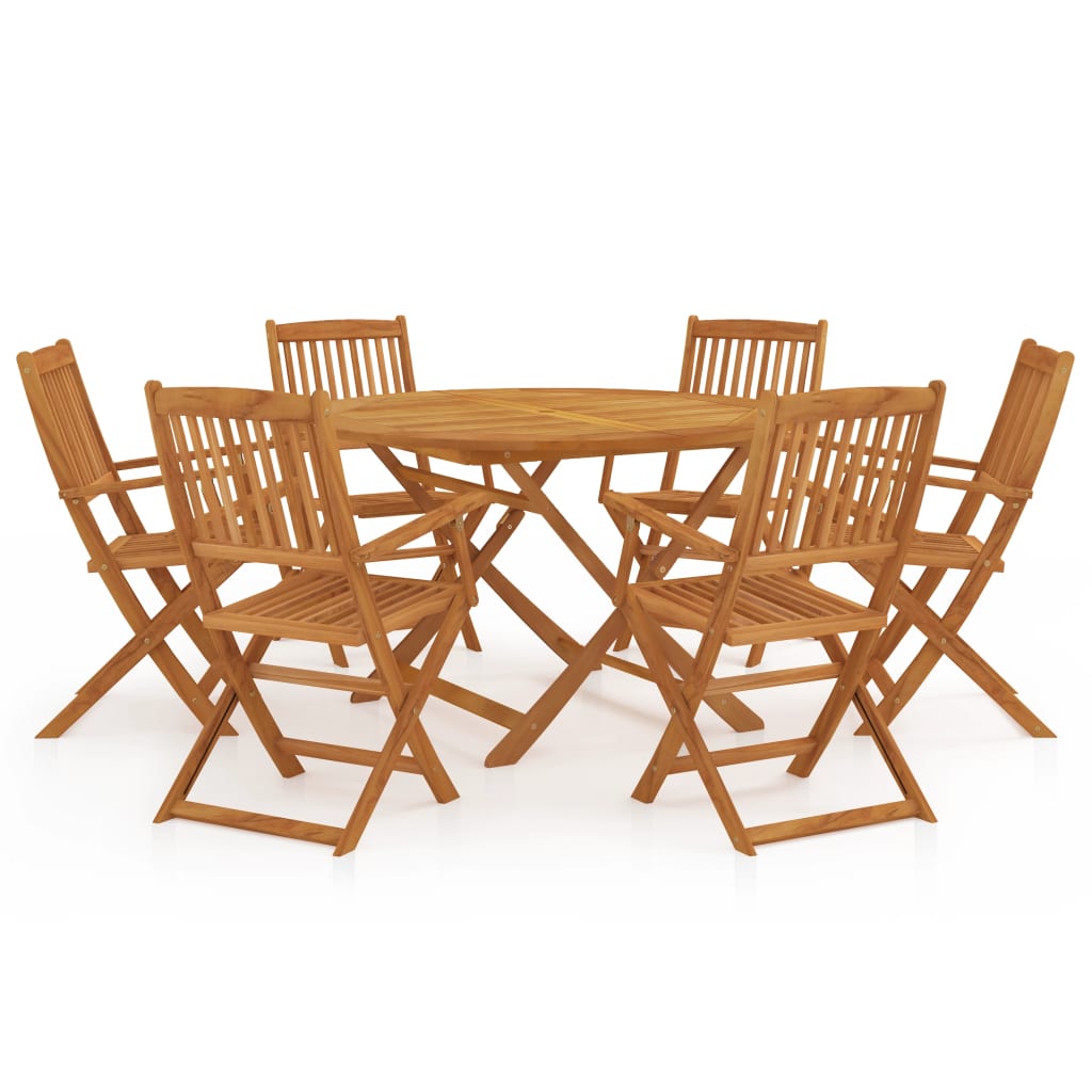 7 Piece Folding Garden Dining Set Solid Acacia Wood