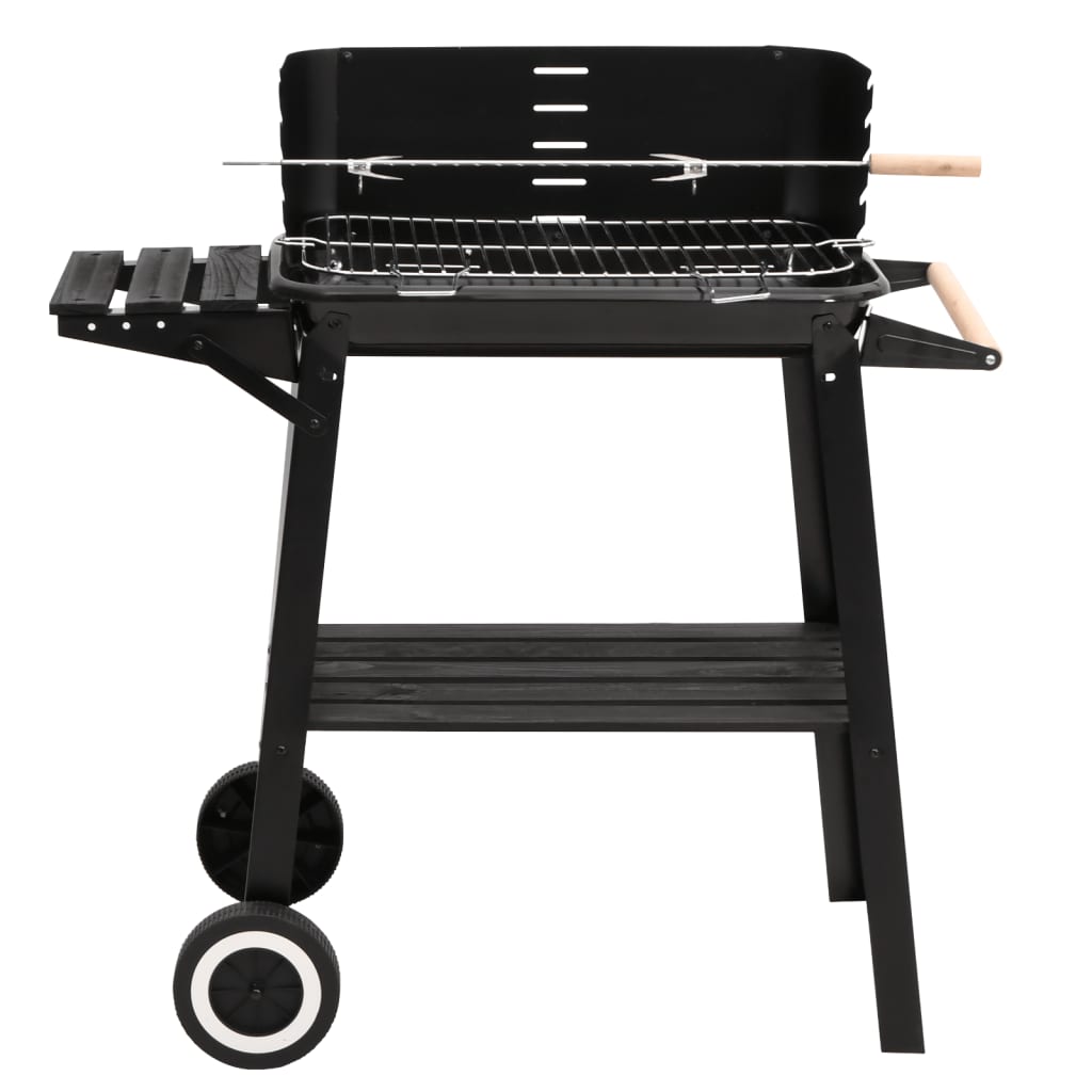 Charcoal BBQ Grill with Wheels Black Steel