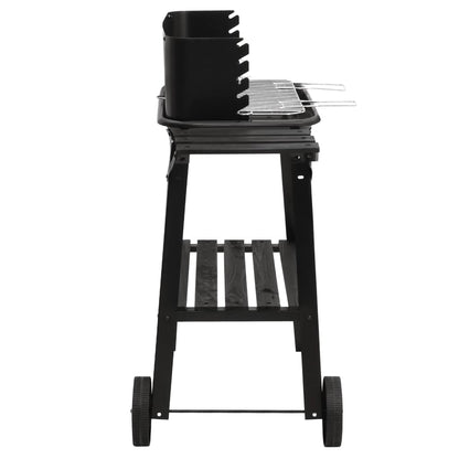 Charcoal BBQ Grill with Wheels Black Steel