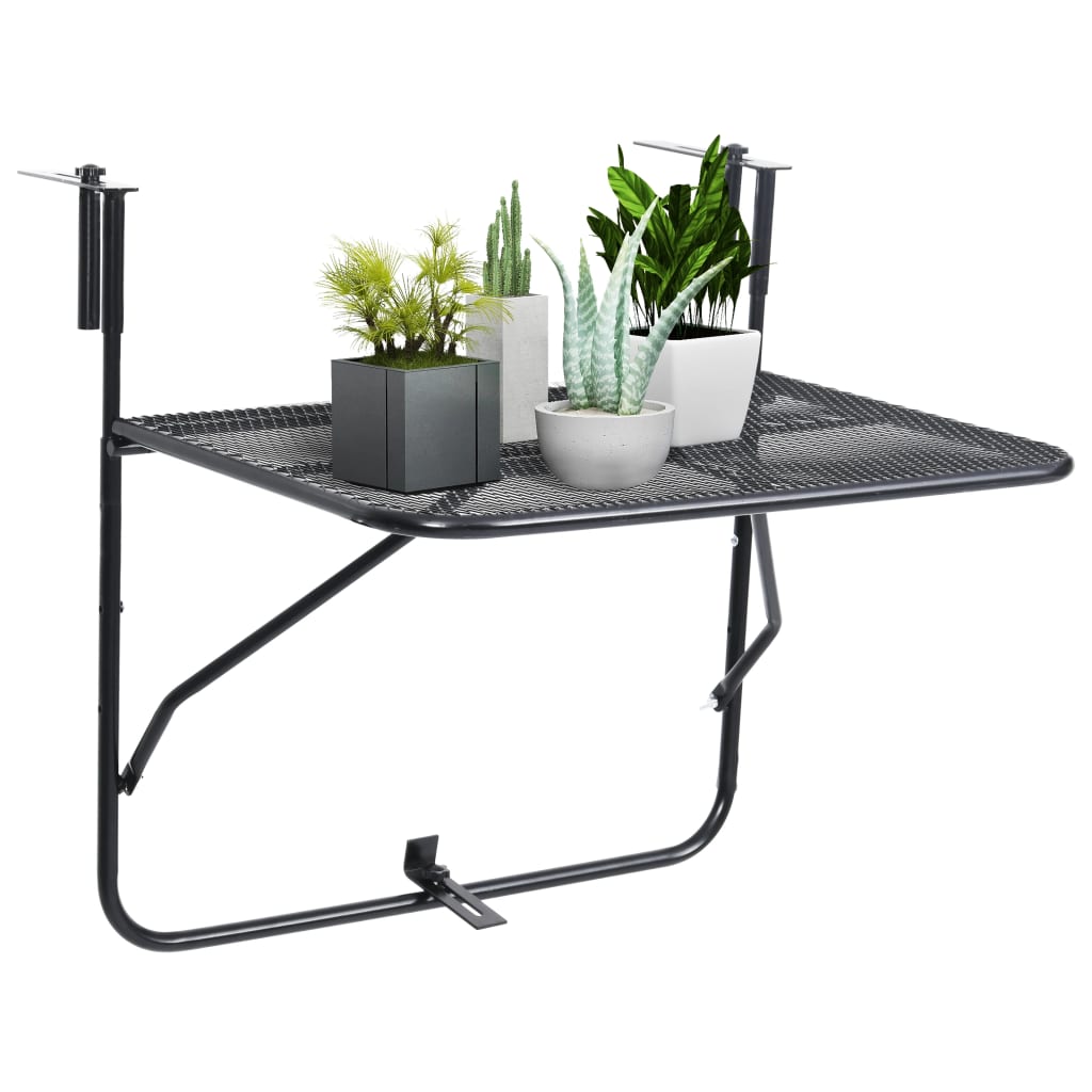 Balcony Table Black 60x40 cm Steel