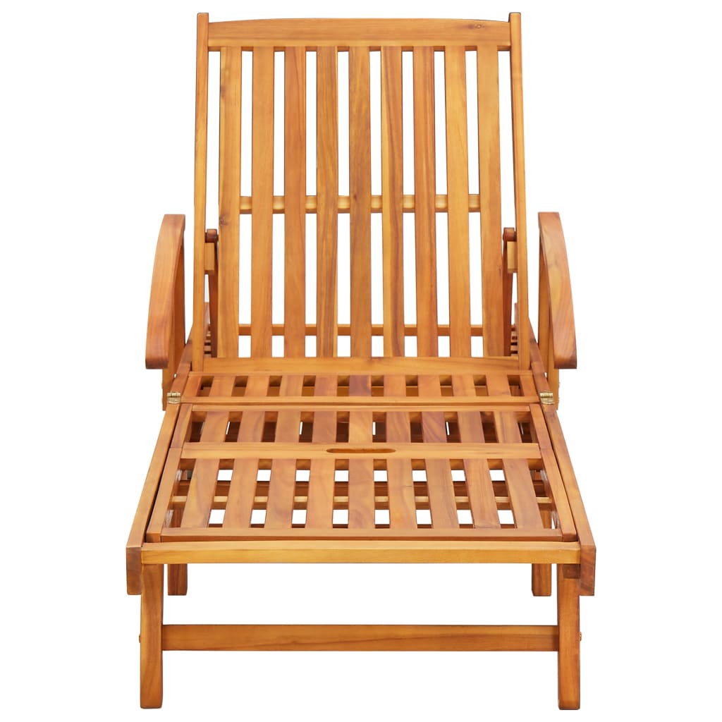 2 Piece Sunlounger Set with Table Solid Acacia Wood