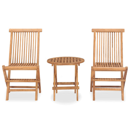 3 Piece Folding Outdoor Dining Set Solid Teak Wood