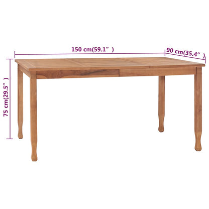 Garden Dining Table 150x90x75 cm Solid Teak Wood